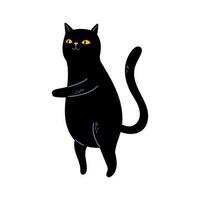 en pie negro gato ilustración aislado en blanco antecedentes vector
