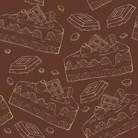 Outline pattern with chocolate bar and cake pieces vector