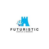 futurista castillo icono logo negocio vector diseño modelo. moderno digital palacio logo diseño vector ideas con departamento, elegante y minimalista estilos