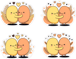 Collection Of Embracing Potato Couples In Sticker Style. png