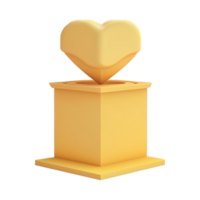 3D Render of Yellow Heart Shape On Podium Icon. png