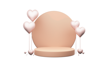 3D Render of Blank Circular Frame With Podium, Balloons Element. png