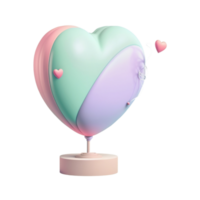 3d rendere, pastello colore lucido cuore forma palloncini icona. png