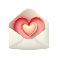 3D Render Of Paper Cut Heart Icon Inside Envelope In Pastel Color. png