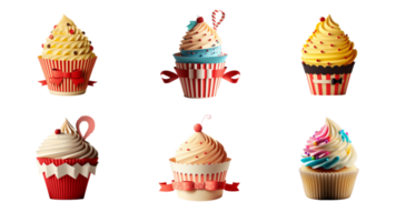 3D Illustration Of Paper Cut Cupcakes Icon Set. png