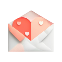 Pastel Colour Paper Cut Hearts Icon Inside Envelope In 3D Render. png