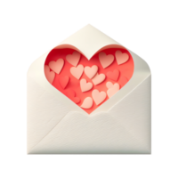 3D Render, Soft Color Paper Hearts Icon Inside Envelope. png