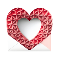 3D Render, Geometric Heart Icon Inside Envelope. png