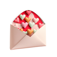 3D Render, Colorful Hearts Inside Envelope Icon. png