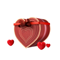 3D Render, Red And Golden Heart Shapes.Valentine's Day Concept. png