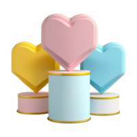 3D Render Of Heart Shape Frames On Three Level Podium Icon. png