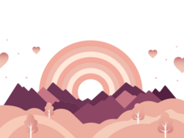 papier Couper Naturel paysage Contexte avec arc-en-ciel, cœurs dans pastel rose et violet couleur. png