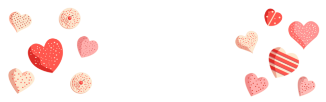 Top View of Different Style Candies With Heart Shapes And Copy Space. png