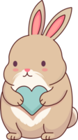 dessin animé mignonne lapin en portant cœur dans séance pose. png