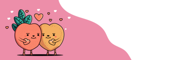 dibujos animados Pareja mascota participación corazones en rosado antecedentes y Copiar espacio. amor o San Valentín día. png