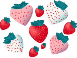 Red And White Strawberries In Paper Cut. png