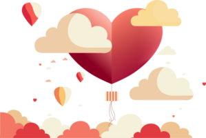 Love Or Valentine Concept With Heart Shape Balloon, Clourful Clouds. png