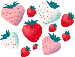 papier schattig aardbeien in rood en wit kleur. png