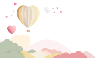 l'amour ou Valentin concept avec coloré cœur forme des ballons sur paysage nuageux. png