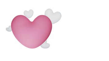 3d rendere, lucido cuore forme elemento nel rosa e bianca colore. png