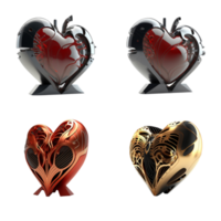 3D Illustration Of Glossy Heart Icon Set. png