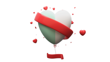 3d veroorzaken, zacht kleur hart ballon met rood lintje. png