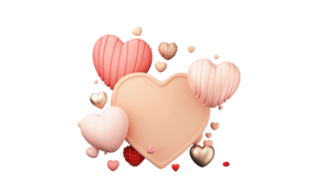 3D Render, Heart Shapes With Frame Space For Image. png