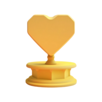 3D Render, Yellow Heart Shape Stand Or Pedestal Icon. png