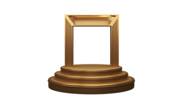 3d renderen gouden gebogen podium icoon. png