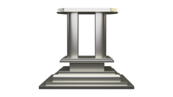 3D Rendering Silver Arched Podium or Stage Icon. png