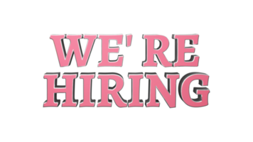 3D Render of We're Hiring Text In Pink Color. png
