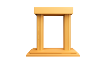 3D Render of Chrome Yellow Arched Stage or Podium Icon. png