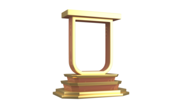 3D Rendering Golden Frame Stand or Podium Icon. png