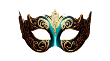 3D Render of Golden And Teal Party Mask Icon. png