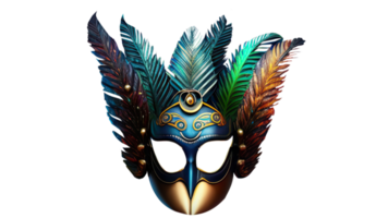 3D Render of Colorful Masquerade Mask With Feathers Icon. png