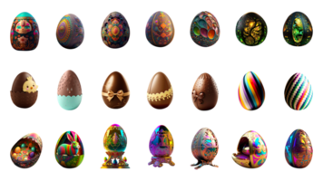 3d hacer de diferente escaparate huevos para Pascua de Resurrección concepto. png