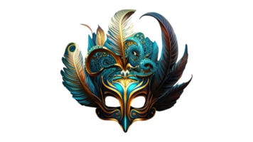 3D Render of Attractive Feather Mask Icon. png