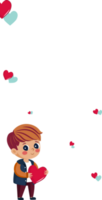 Cute Young Boy Holding Red Heart And Tiny Hearts Decorated Background And Copy Space. png