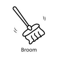 Broom vector outline Icon Design illustration. Household Symbol on White background EPS 10 File