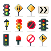 Collection of Traffic Icons In Flat Style. png