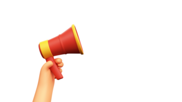3D Render of Human Hand Holding Megaphone Icon. png