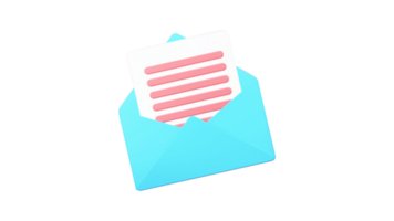 3D Render of Email or Letter Inside Envelope Icon. png