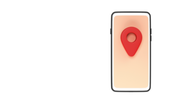 3D Render of Red Map Pin On Smartphone Screen Icon. png