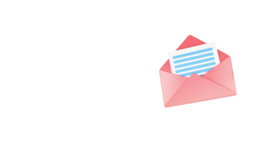 3D Render of Email or Letter Inside Envelope Icon. png