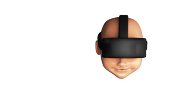 3D Render Of Bald Human Face Wearing VR Headset Element. png