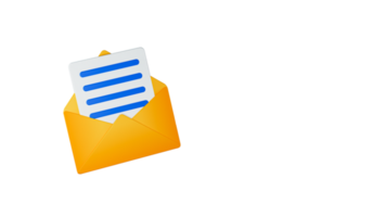 3d framställa av e-post eller brev inuti kuvert element. png