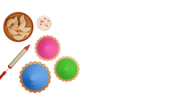 Top View Of Holi Festival Elements In 3D Rendering. png