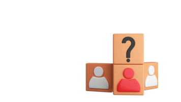 3D Render of Block Stacking With User Icon And Top Question Mark. png