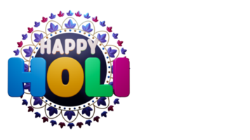 3d render do colorida feliz holi texto sobre mandala quadro, Armação elemento. png