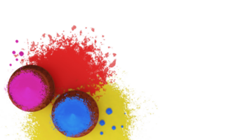 Top View Clay Pots Full Of Color Powder With Splatter Effect. png